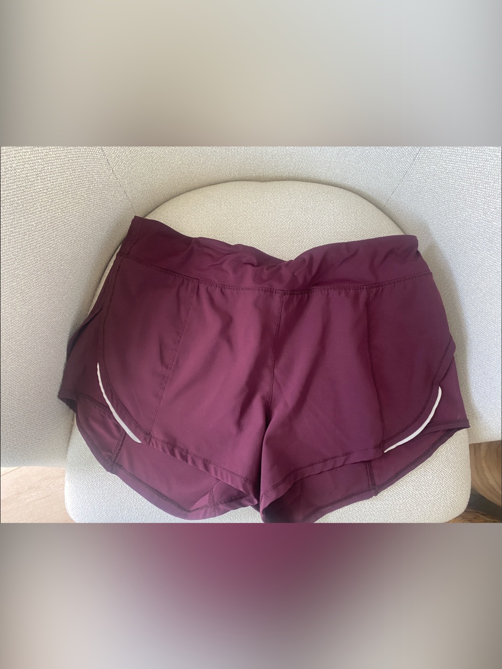 ZYIA Burgundy Women's Running Shorts with White Trim